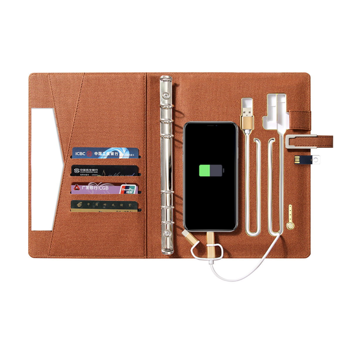 6-Ring Organizer with Power Bank